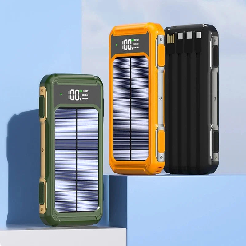 OnePlus 4-in-1 Solar Power Bank | 200000mAh High Capacity Fast Charger with Built-in Cable