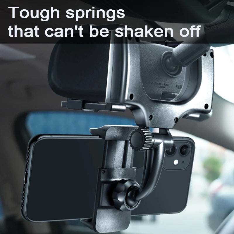 SEAMETAL Rearview Mirror Phone Holder for Car Free Rotation Adjustment Phone Mount Stat