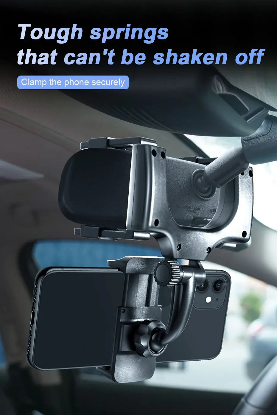 SEAMETAL Rearview Mirror Phone Holder for Car Free Rotation Adjustment Phone Mount Stat